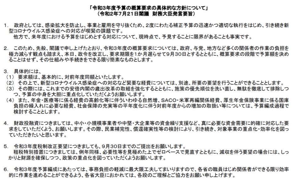 来年度の国の予算の概算要求では コロナ経費を別枠に ２２日 水 行政書士エンレイソウ法務事務所 札幌市 事業者の課題解決専門